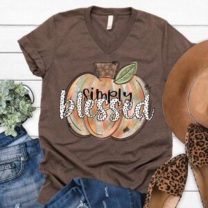 Love in Faith Simply blessed Medium shirt- Pumpkin